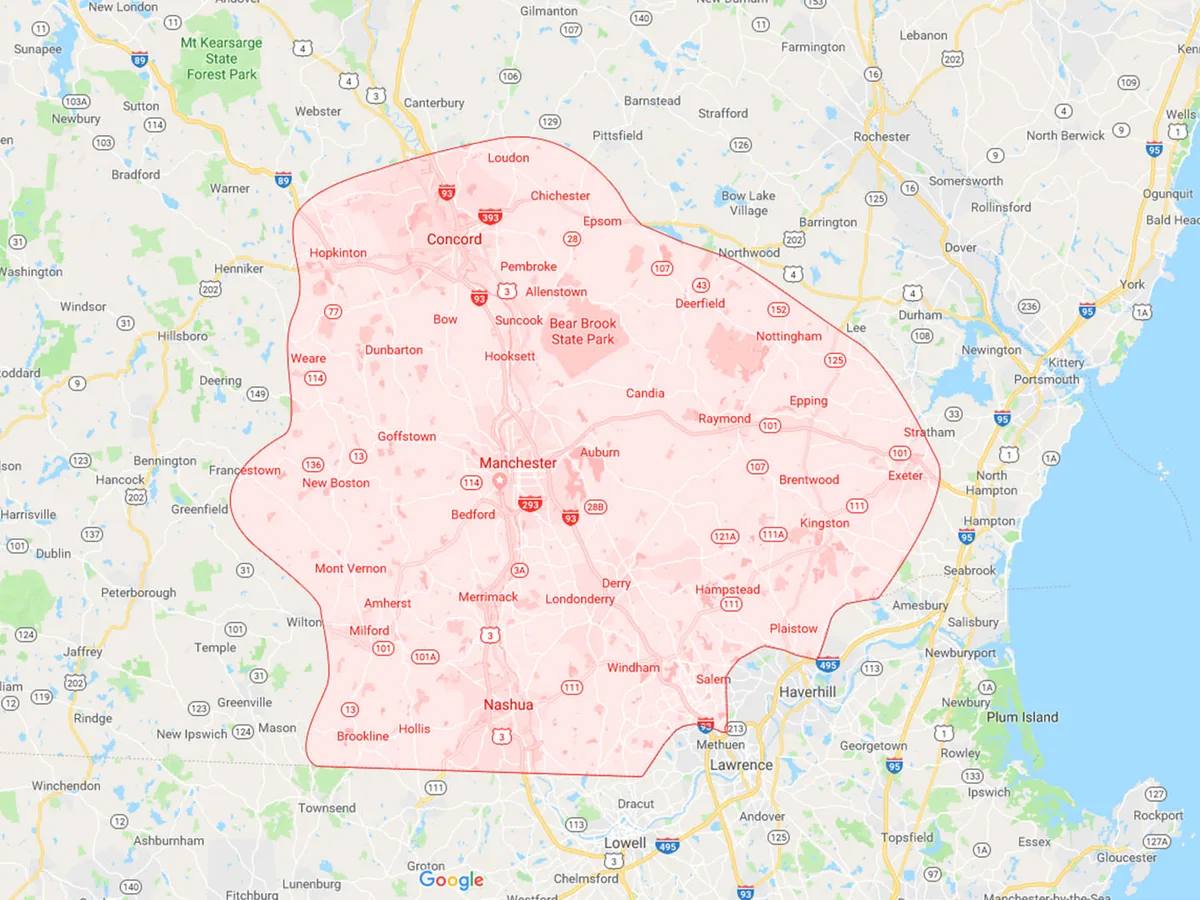 A.J. LeBlanc Heating service area in Southern New Hampshire