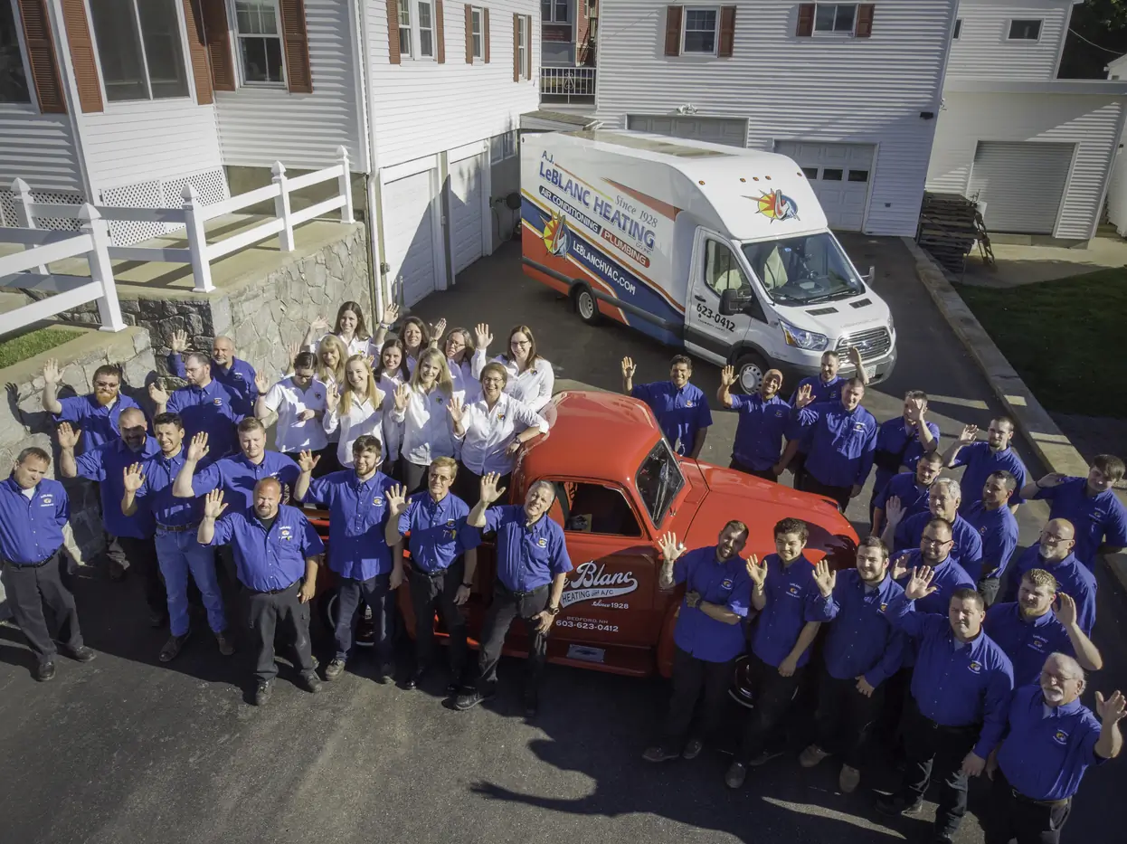 A.J. LeBlanc Heating team and fleet aerial Bedford NH