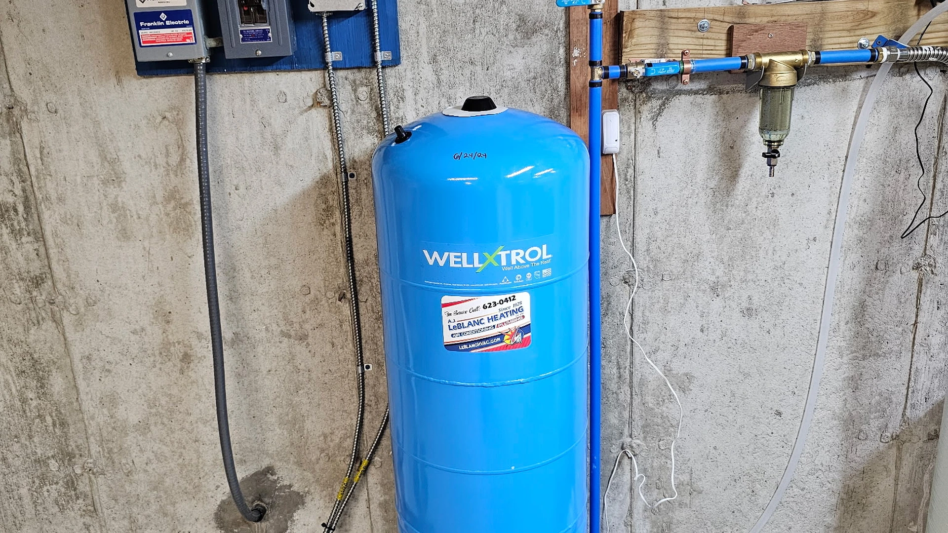 Amtrol well pressure tank installed by A.J. LeBlanc Heating in a Southern New Hampshire home