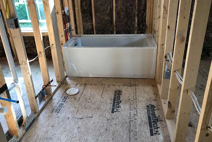 Bathroom remodel construction rough