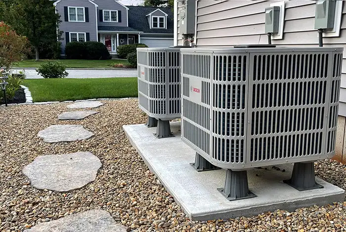 Bosch heat pump condenser installation by A.J. LeBlanc Heating