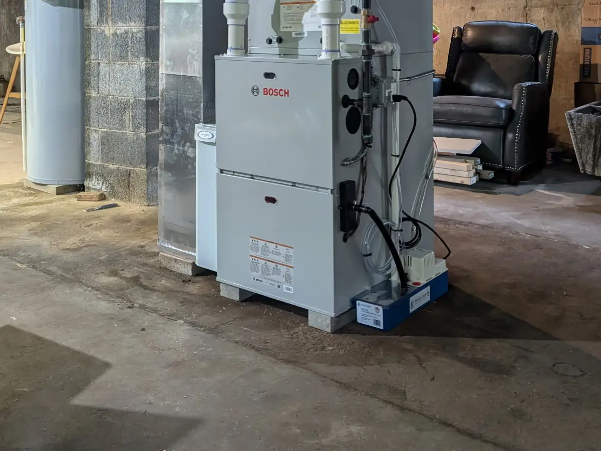 Propane furnace in a southern New Hampshire home, a combustion appliance to monitor for carbon monoxide