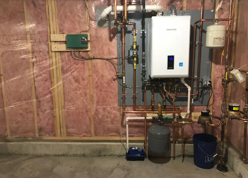 Navien combination wall hung gas boiler installation by A.J. LeBlanc Heating