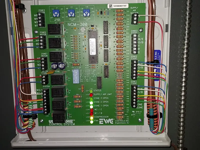EWC Controls zone control panel installation in a Southern NH home by A.J. LeBlanc Heating