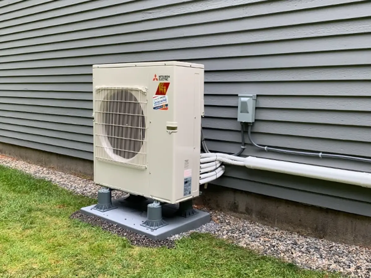 Mitsubishi multi-zone ductless mini split heat pump installed by A.J. LeBlanc Heating in New Hampshire