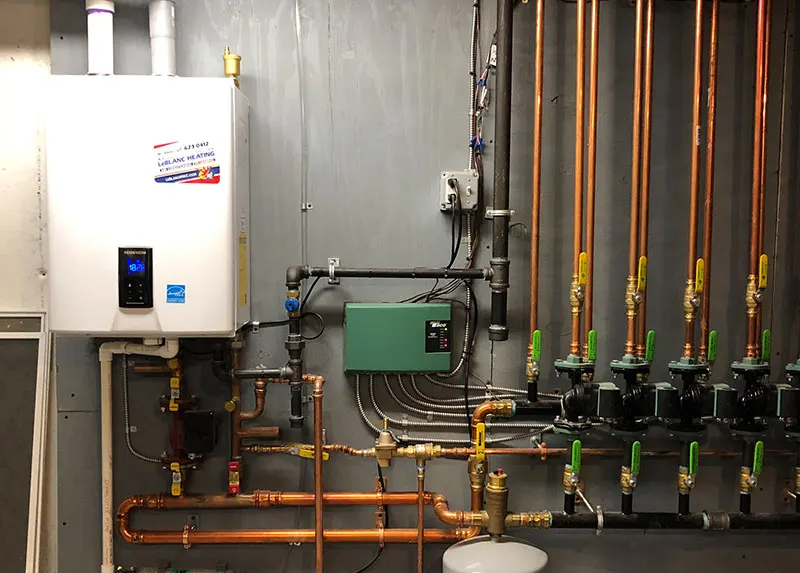 Gas wall hung boiler installation by A.J. LeBlanc Plumbing