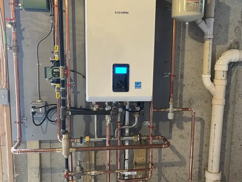 Navien combi water heater installed by A.J. LeBlanc Heating in a Southern NH home