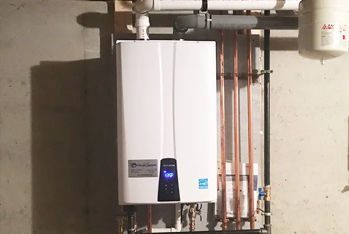 On-demand water heater installation performed by A.J. LeBlanc Heating